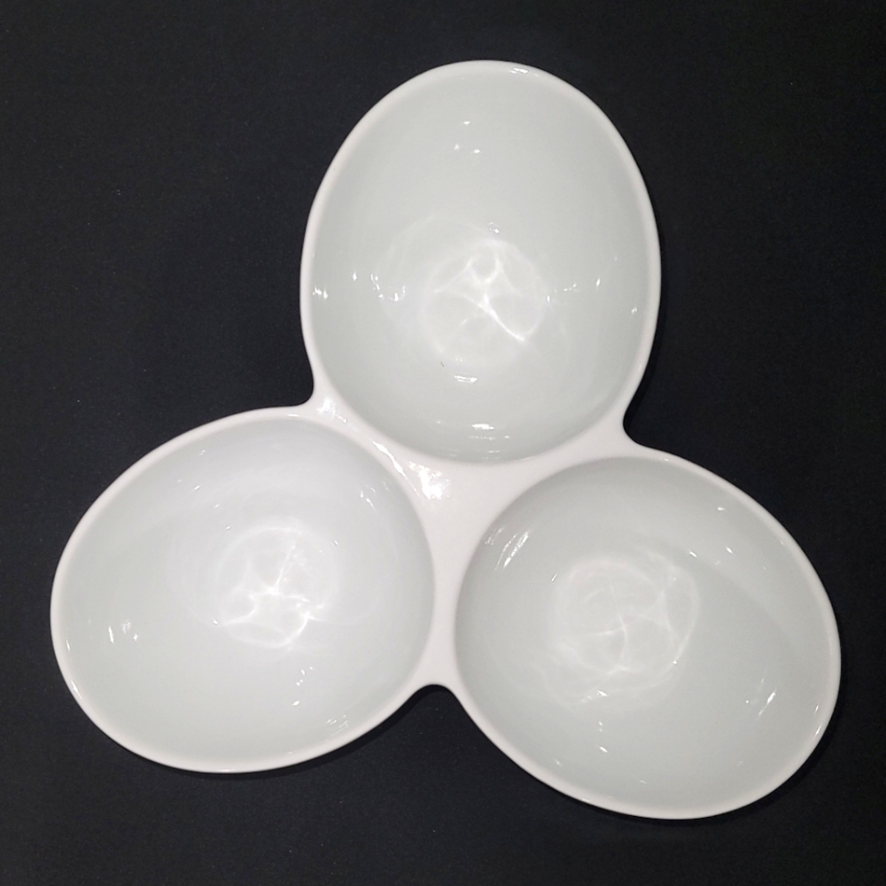 Fitz and Floyd Elegant White Tri-Section Dish